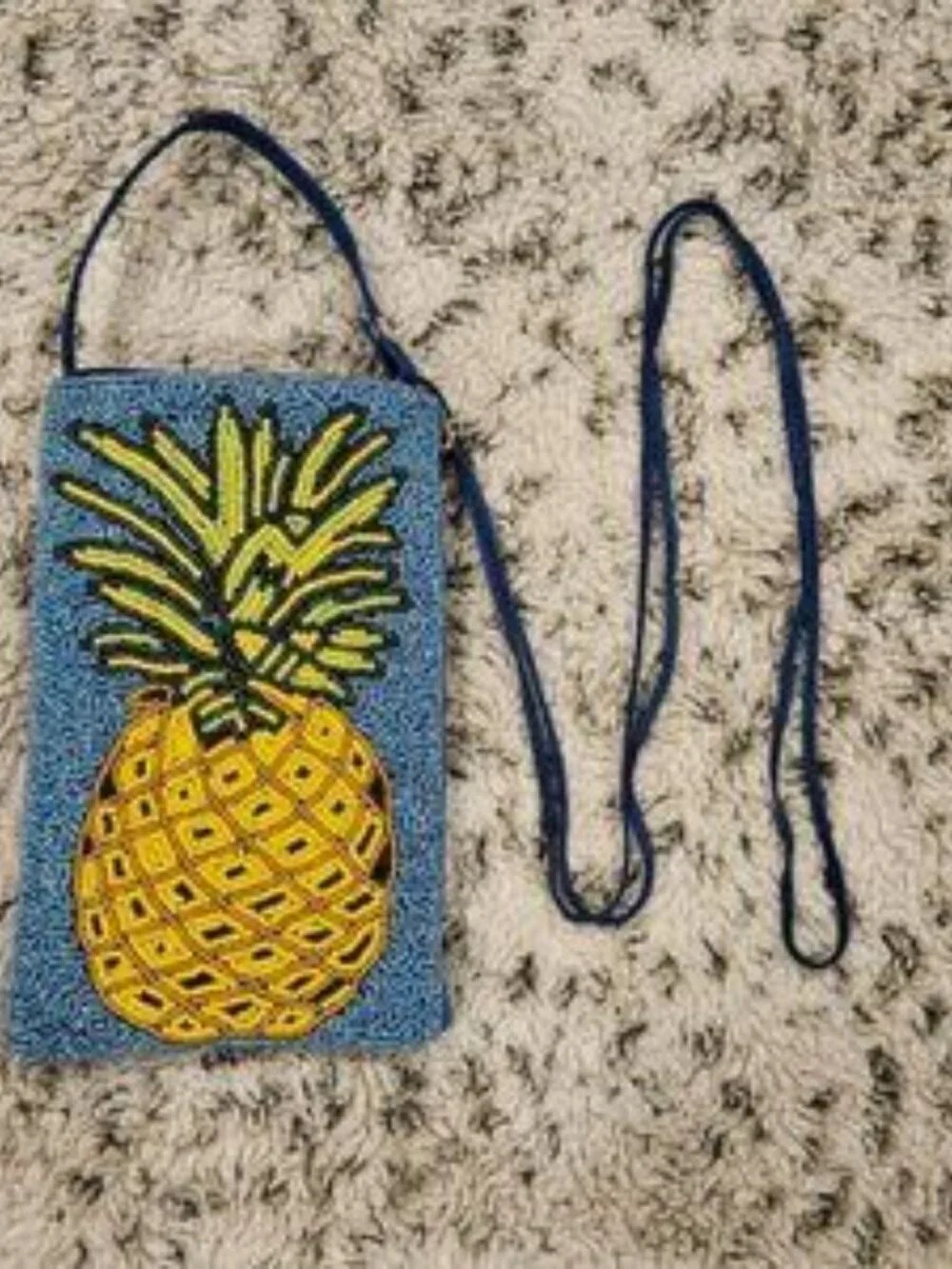 Bamboo Trading Company Pineapple Hand Beaded Mini Crossbody 4.5
